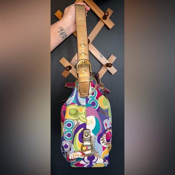 Y2K Coach Poppy Graffiti Multicolor Pop-Print Shoulder Bag & Matching Wristlet - Picture 9 of 16